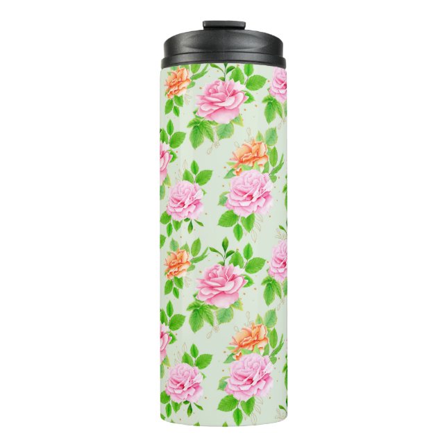 Elegant Floral Roses Green Leaves Pattern-23675 (Framsida)