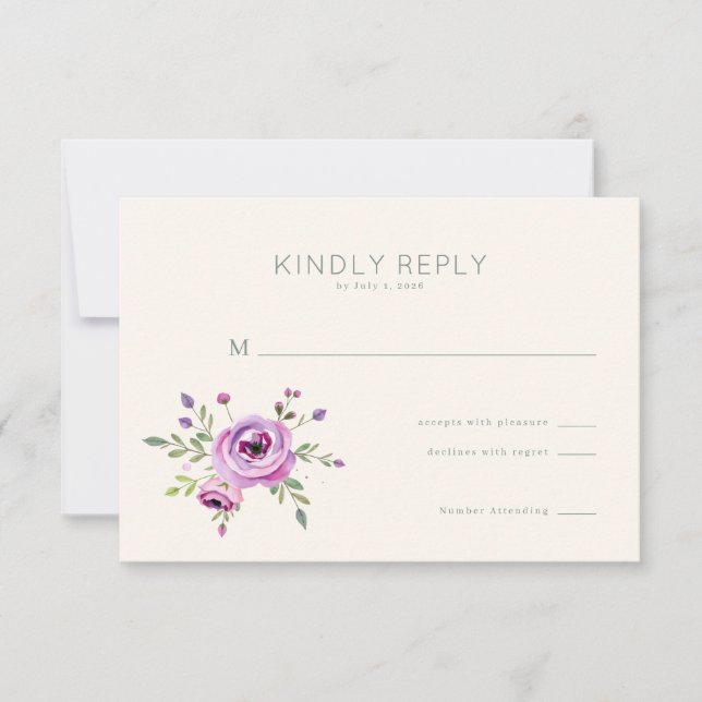 Elegant Floral RSVP Card OSA Kort (Framsida)