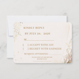 Elegant Floral RSVP Card | White Flowers & Gold  OSA Kort