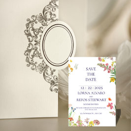 Elegant Floral Save the Date Card Inbjudningar