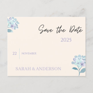 Elegant Floral Save the Date Card Meddelande Vykort