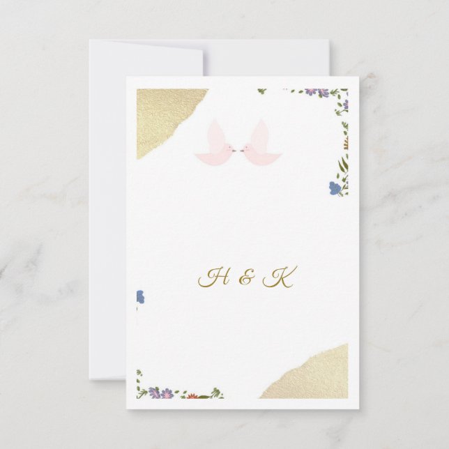 Elegant Floral Save The Date Card Spara Datumet (Baksida)