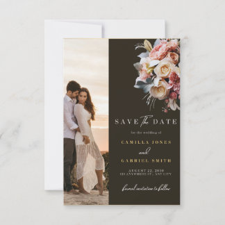 Elegant Floral Save the Date Modern Wedding Card Spara Datumet