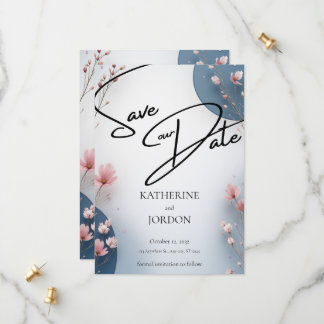 Elegant Floral Save the Date Wedding Card  Spara Datumet