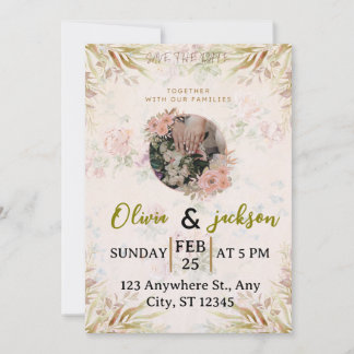 Elegant Floral Save The Date Wedding Invitation Inbjudningar