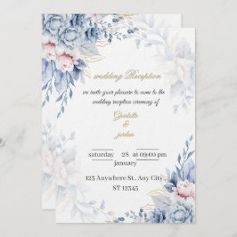 Elegant Floral Script  Personalized Wedding Card Inbjudningar