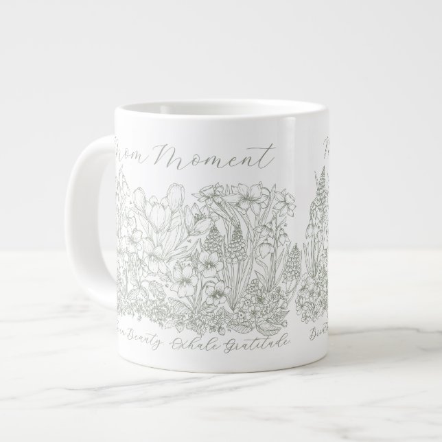 Elegant Floral Script Saying Boho Line Art  Jumbo Mugg (Framsida vänster)