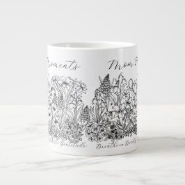 Elegant Floral Script Saying Boho Line Art  Jumbo Mugg