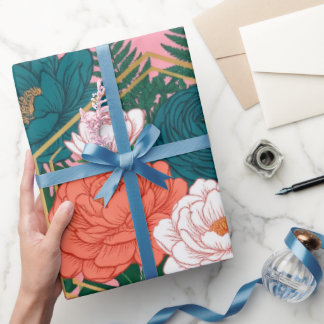 Elegant Floral Seamless Pattern | Tropical Flowers Presentpapper