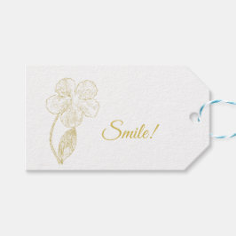 Elegant Floral Sketch Minimalist Smile Gift Tag Presentetikett