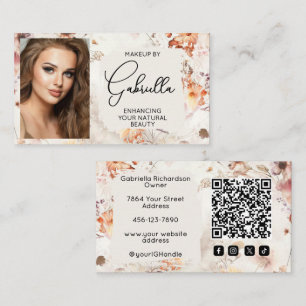 Elegant floral social ikon QR-kod foto smink Visitkort