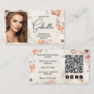 Elegant floral social ikon QR-kod foto smink Visitkort