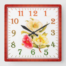 Elegant Floral Square Acrylic Wall Clock Fyrkantig Klocka