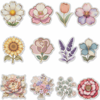 Elegant Floral Stickers with Gold Outline – Luxury Klistermärken