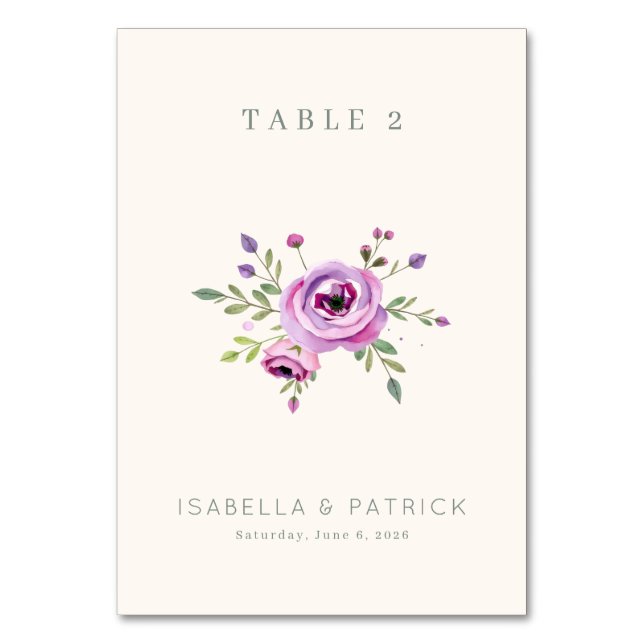 Elegant Floral Table Number Bordsnummer (Framsidan)