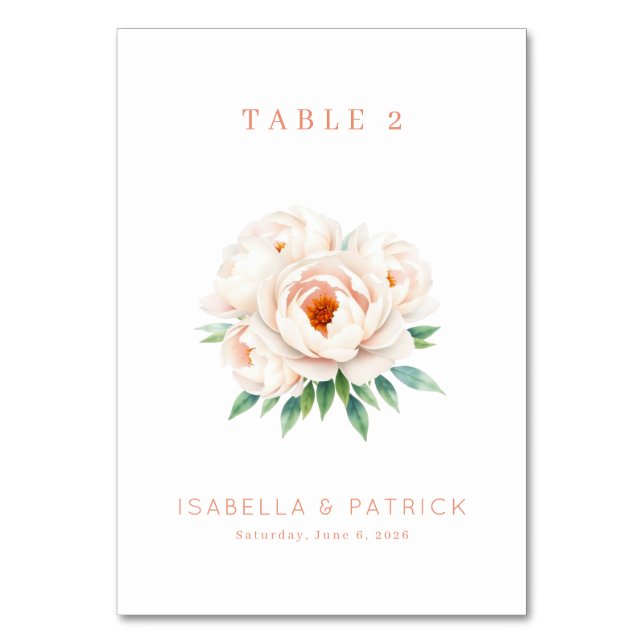 Elegant Floral Table Number Bordsnummer (Framsidan)