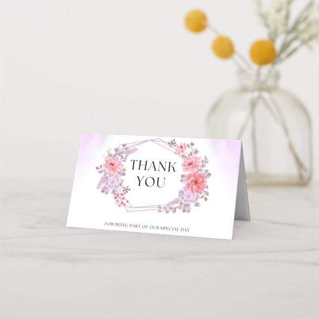Elegant Floral Thank You Card   Placeringskort (Framsida)