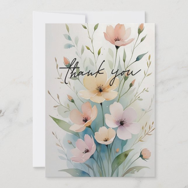 Elegant Floral Thank You Card Tack Kort (Framsida)