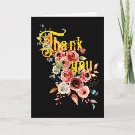 Elegant Floral Thank You Card with Custom Photo Tack Kort