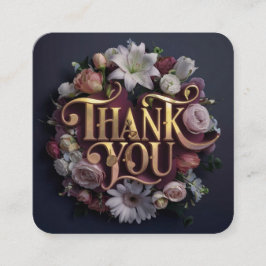 Elegant Floral “Thank You” Gold Lettering Design Tilläggskort