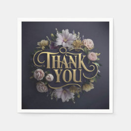  Elegant Floral “Thank You” Paper Napkin Pappersservett