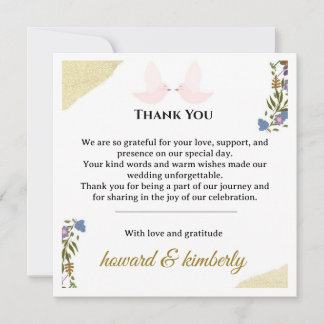 Elegant Floral Thank You Wedding Card Tack Kort