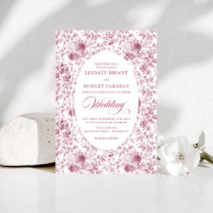 Elegant floral Toile de Jouy bröllopsinbjudan Inbjudningar