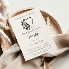 Elegant Floral Tooth Dental Graduation Inbjudningar