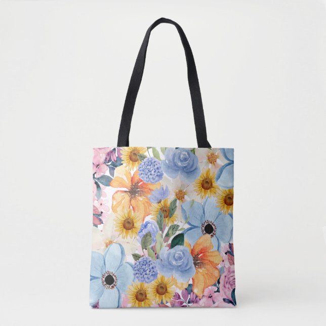 Elegant Floral Tote Bag – Zahra_Design Signature  Tygkasse (Framsida)