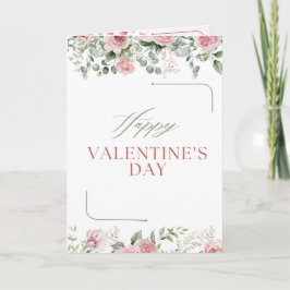 Elegant Floral Valentine’s Day Card Soft Pink Rose Helgkort