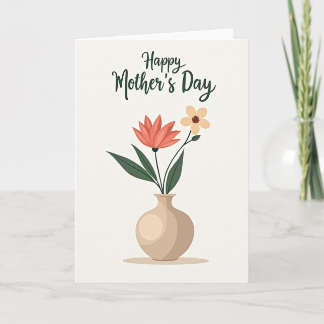 Elegant floral vas dagkort kort (Framsida)