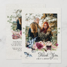 Elegant Floral Viking Bröllopsfoto Tack Kort