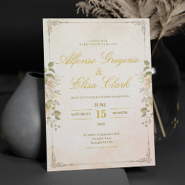 Elegant Floral Vintage Watercolor Boho Wedding  Inbjudningar