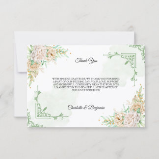 Elegant Floral Vintage Wedding Thank You Card Inbjudningar