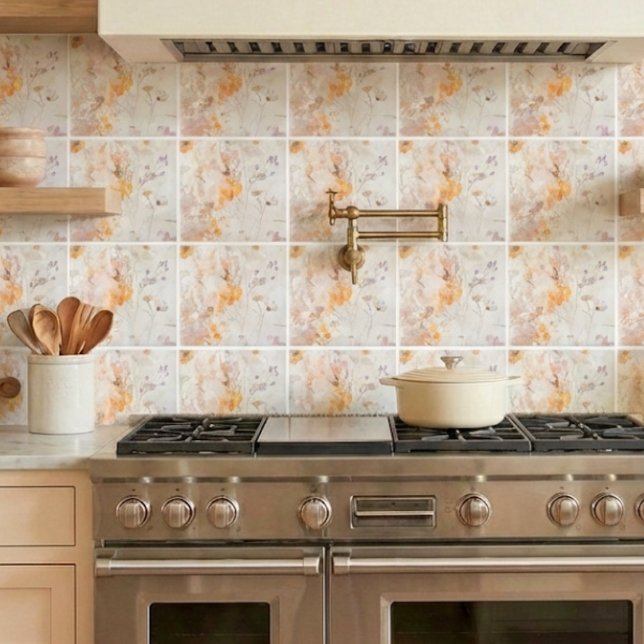 Elegant Floral Watercolor Kakelplatta (Skapare uppladdad)