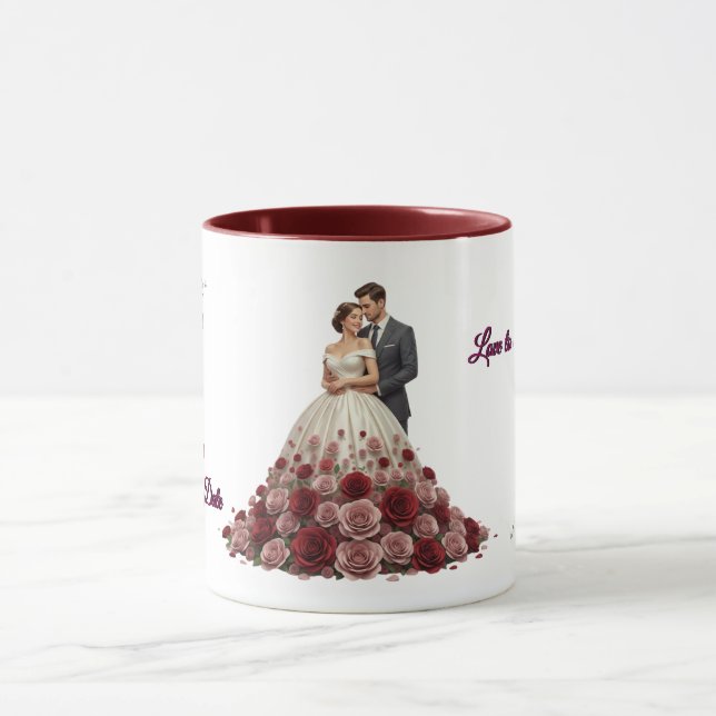 Elegant Floral Wedding Couple Coffee Mug Mugg (Center)