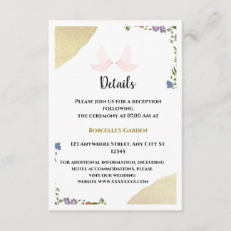 Elegant Floral Wedding Details Card (Enclosure Car Tilläggskort