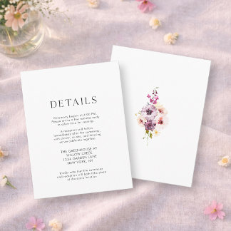 Elegant Floral Wedding Details Card OSA Kort