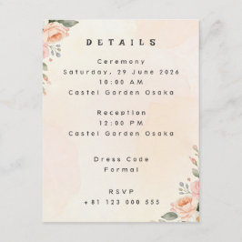 Elegant Floral Wedding Details Enclosure Card Tilläggskort
