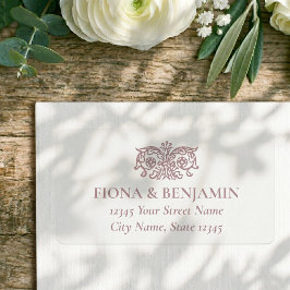 Elegant Floral Wedding Dusty Pink Return Address Adressetikett