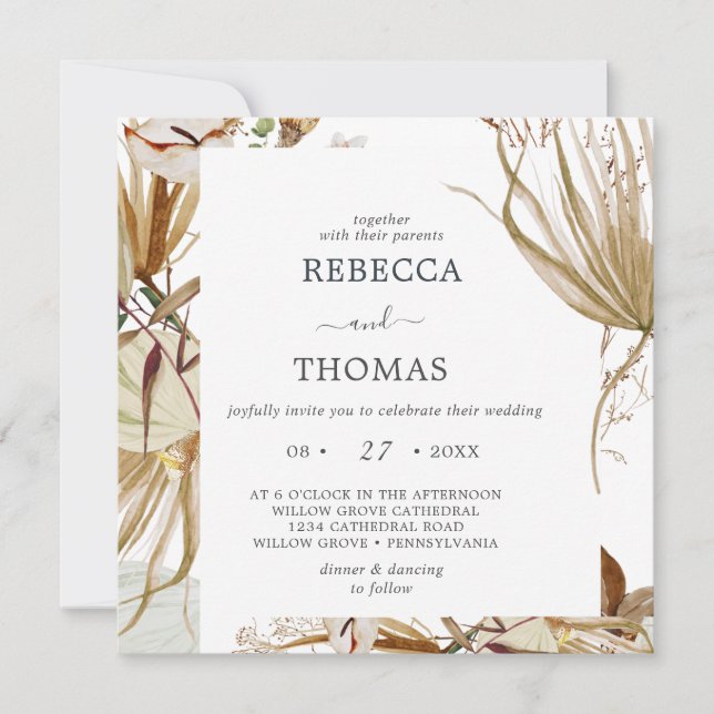 Elegant Floral Wedding Inbjudningar (Framsida)