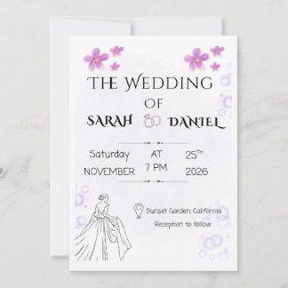 Elegant Floral Wedding Invitaion Inbjudningar
