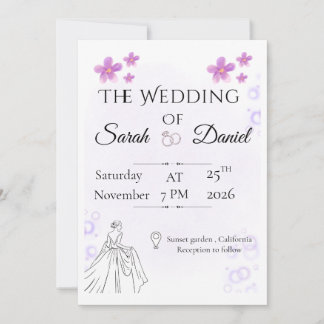 Elegant Floral Wedding Invitaion Invitation Inbjudningar