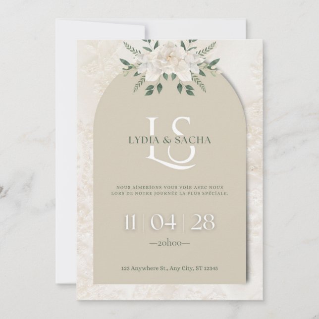 Elegant Floral Wedding Invitation | Arch Design Inbjudningar (Framsida)