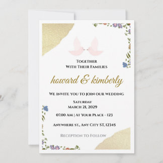 Elegant Floral Wedding Invitation Card Inbjudningar