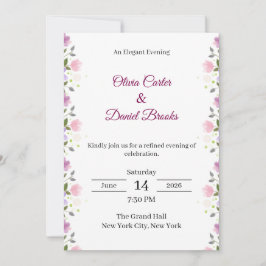 Elegant Floral Wedding Invitation Card Inbjudningar
