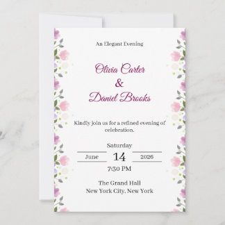 Elegant Floral Wedding Invitation Card Inbjudningar