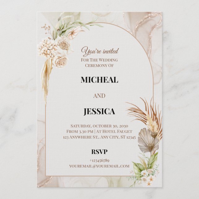 Elegant Floral Wedding Invitation Card Inbjudningar (Framsida)