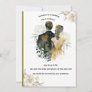 Elegant Floral Wedding Invitation Card Inbjudningar