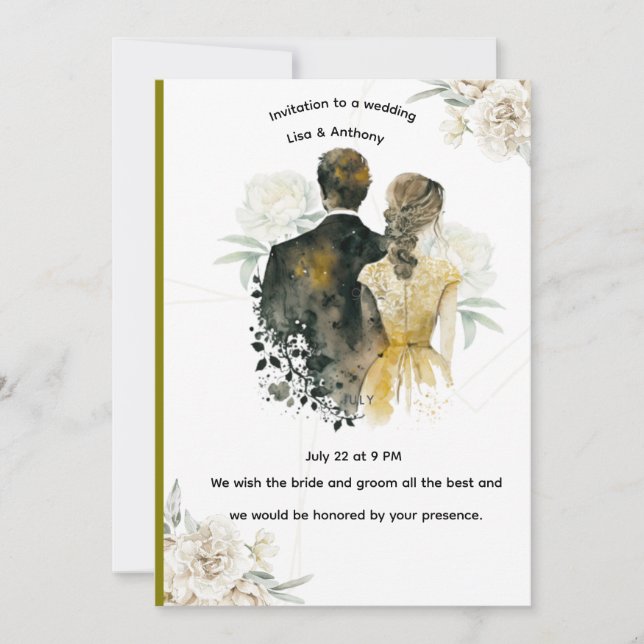 Elegant Floral Wedding Invitation Card Inbjudningar (Framsida)
